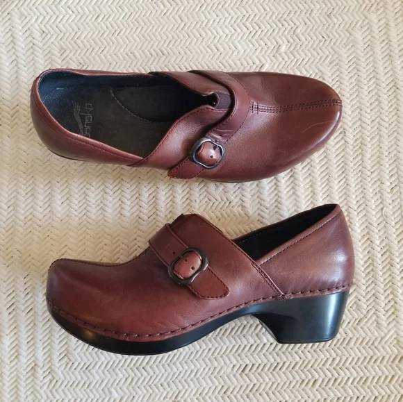 Brown Leather Dansko Mary Jane Clogs - Picture 14 of 16